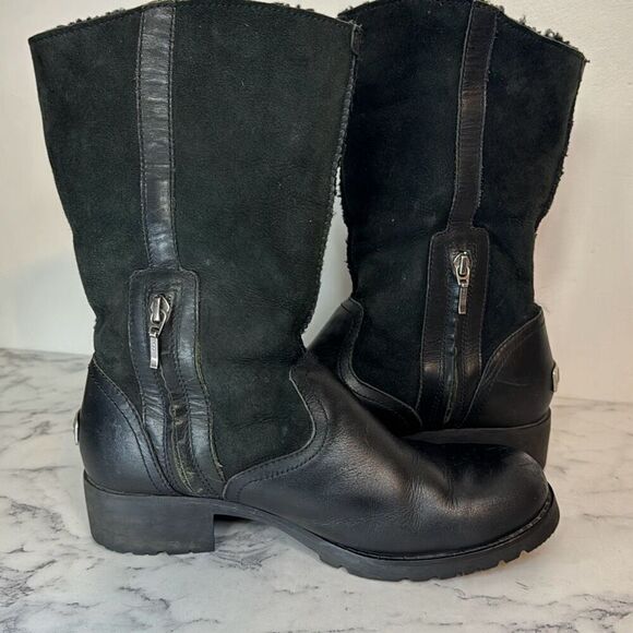 Ugg Bellevue Sheepskin Moto Boots 8 - Picture 5 of 8